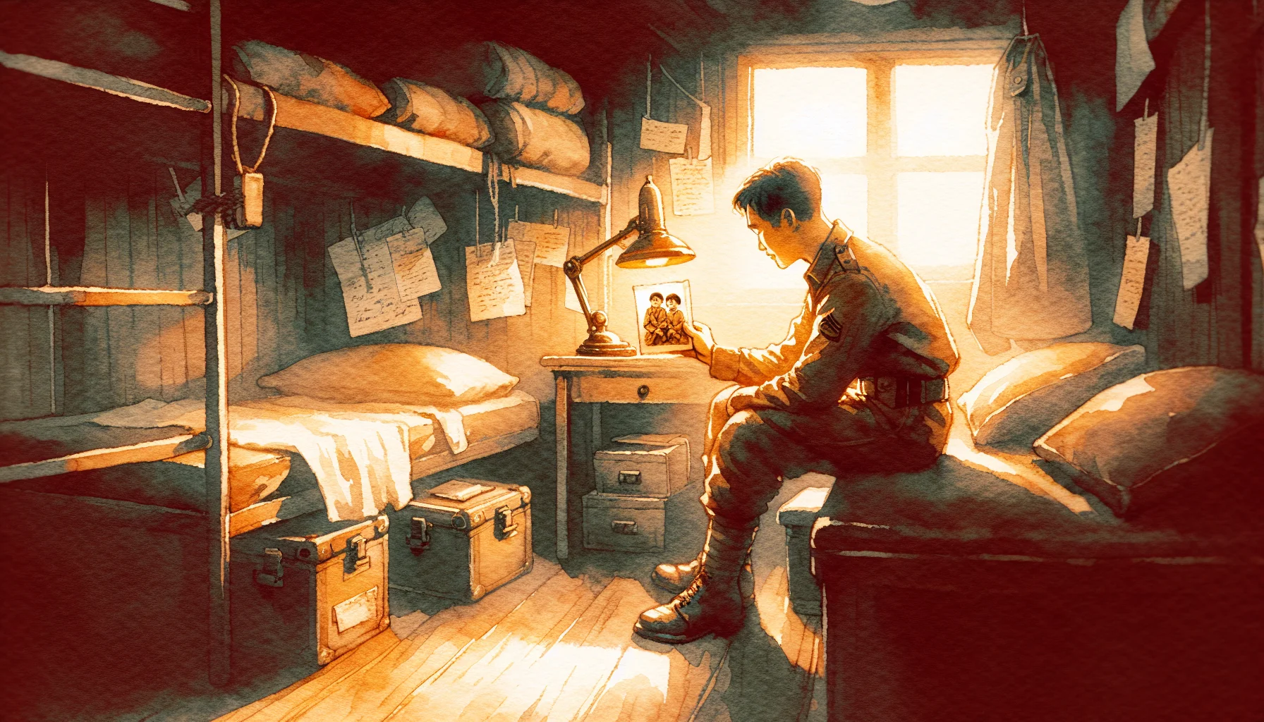 A child listening to a bedtime story at night