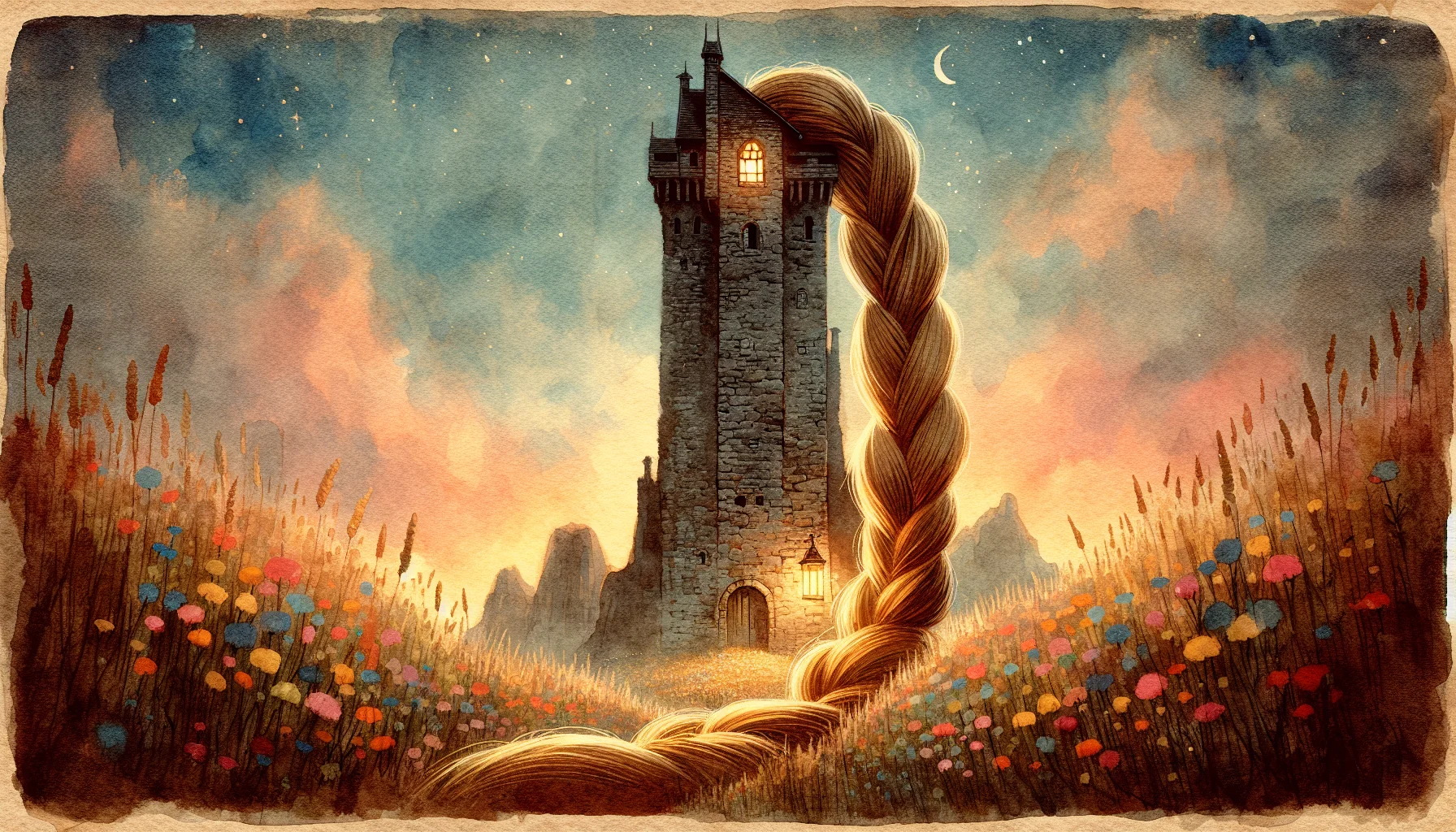 Rapunzel storybook illustration
