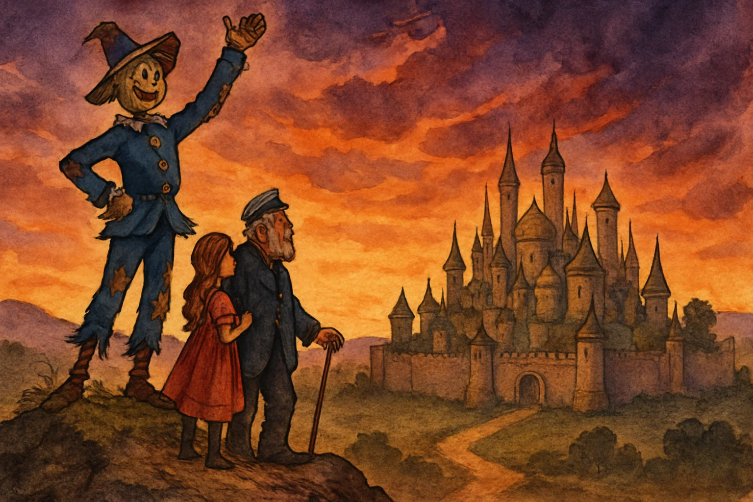 Scarecrow Of Oz storybook illustration