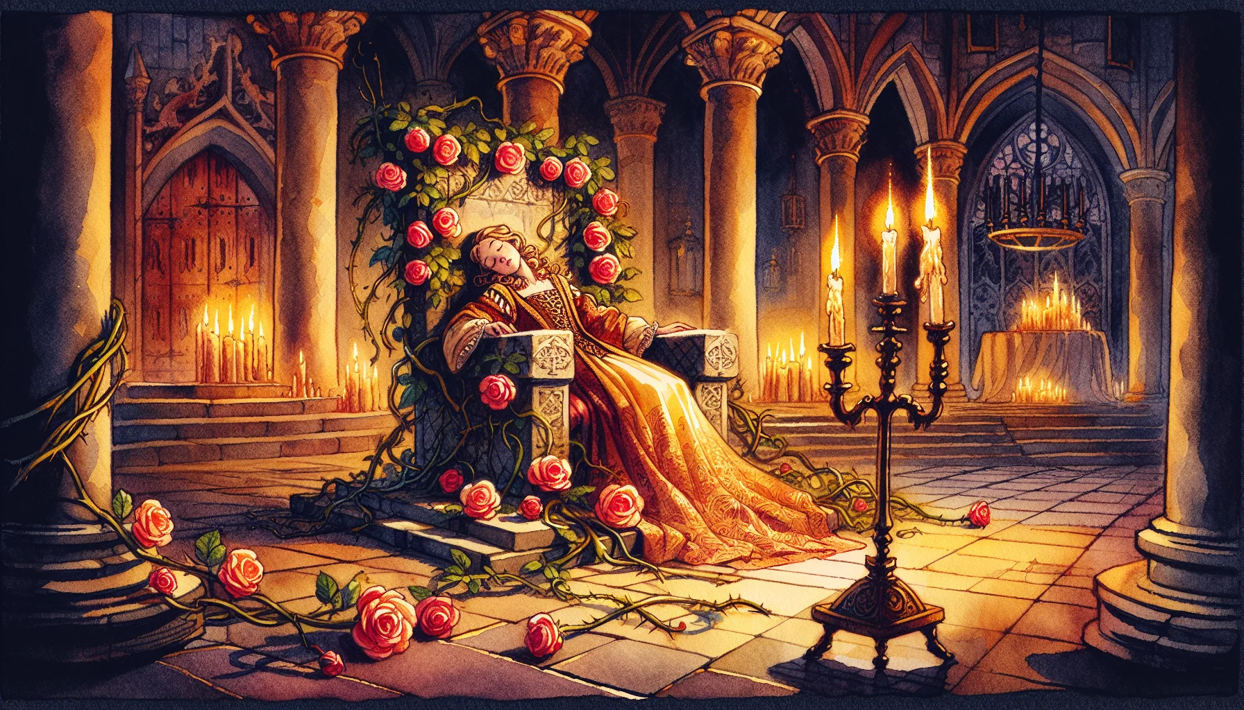 Sleeping Beauty storybook illustration