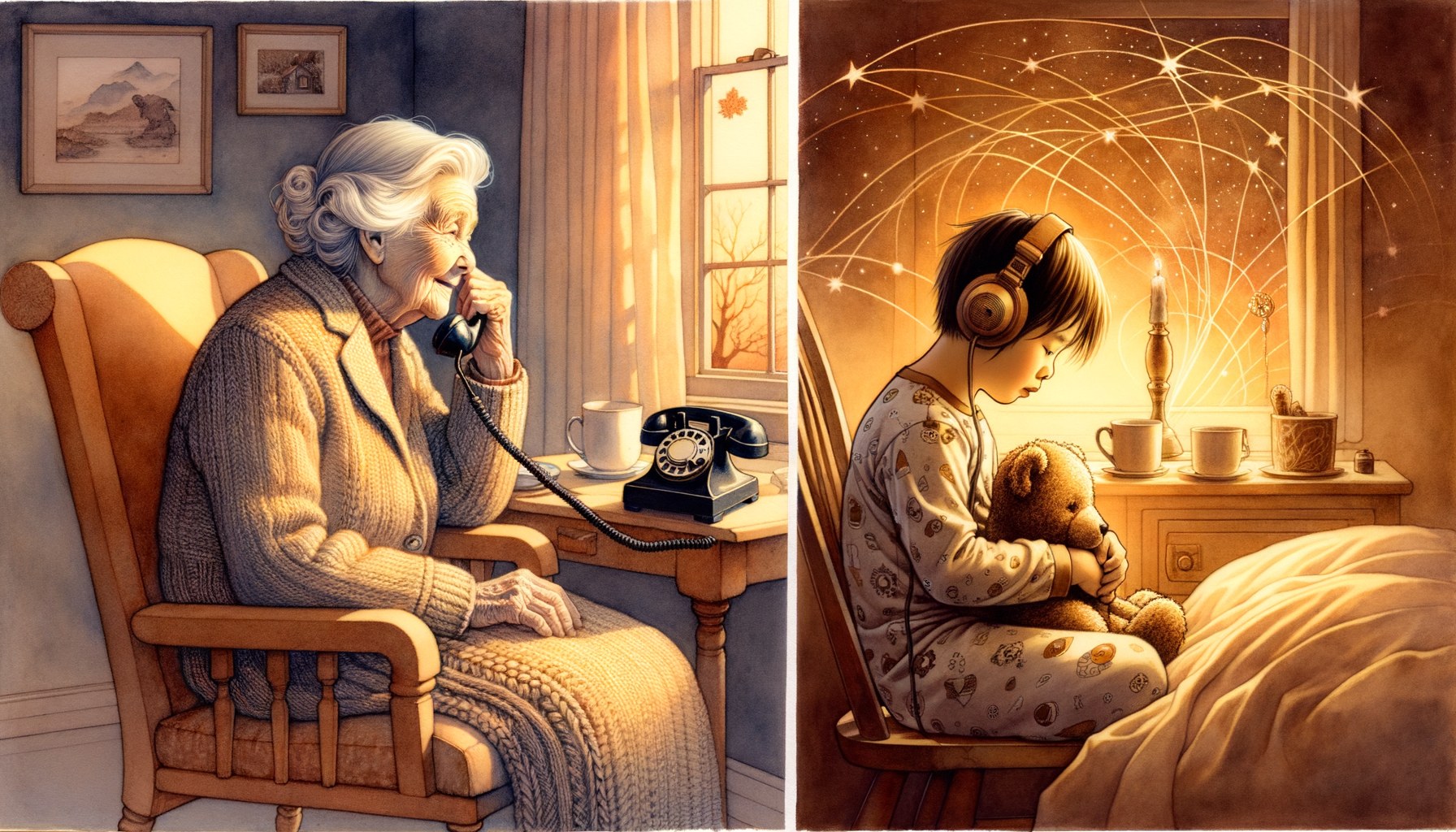 Long-distance grandparents reading at bedtime