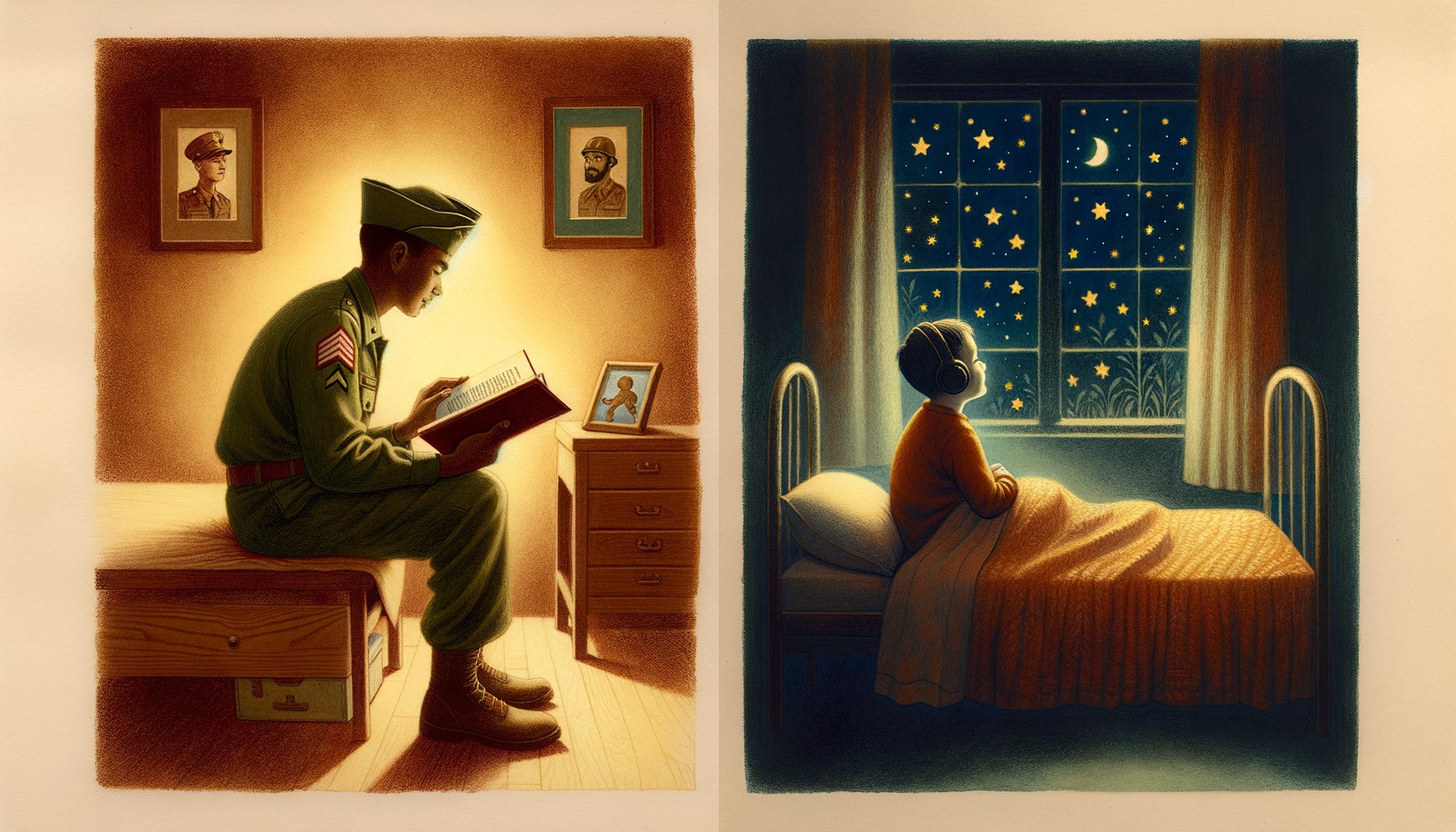 Service member recording a bedtime story before deployment